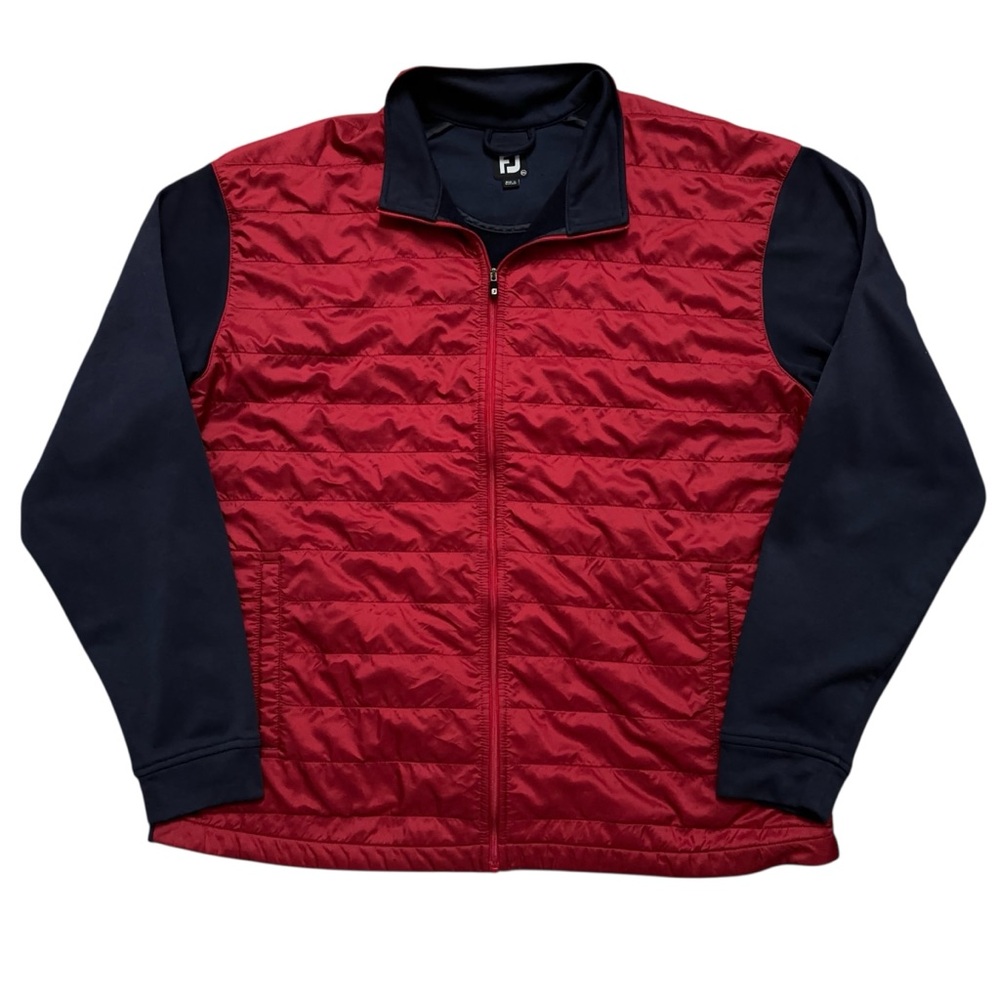 Footjoy FJ Hybrid Jacket Mens 2XL Quilted Full Zip Performance Golf Blue Red